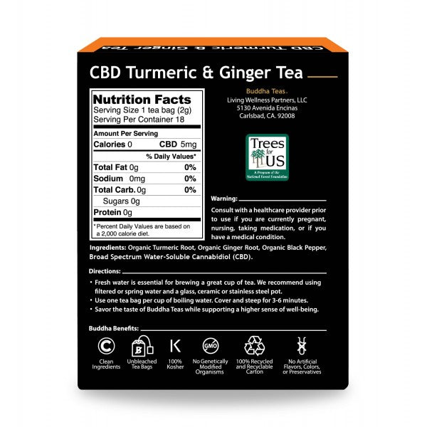 CBD Turmeric Ginger Tea ingredients 