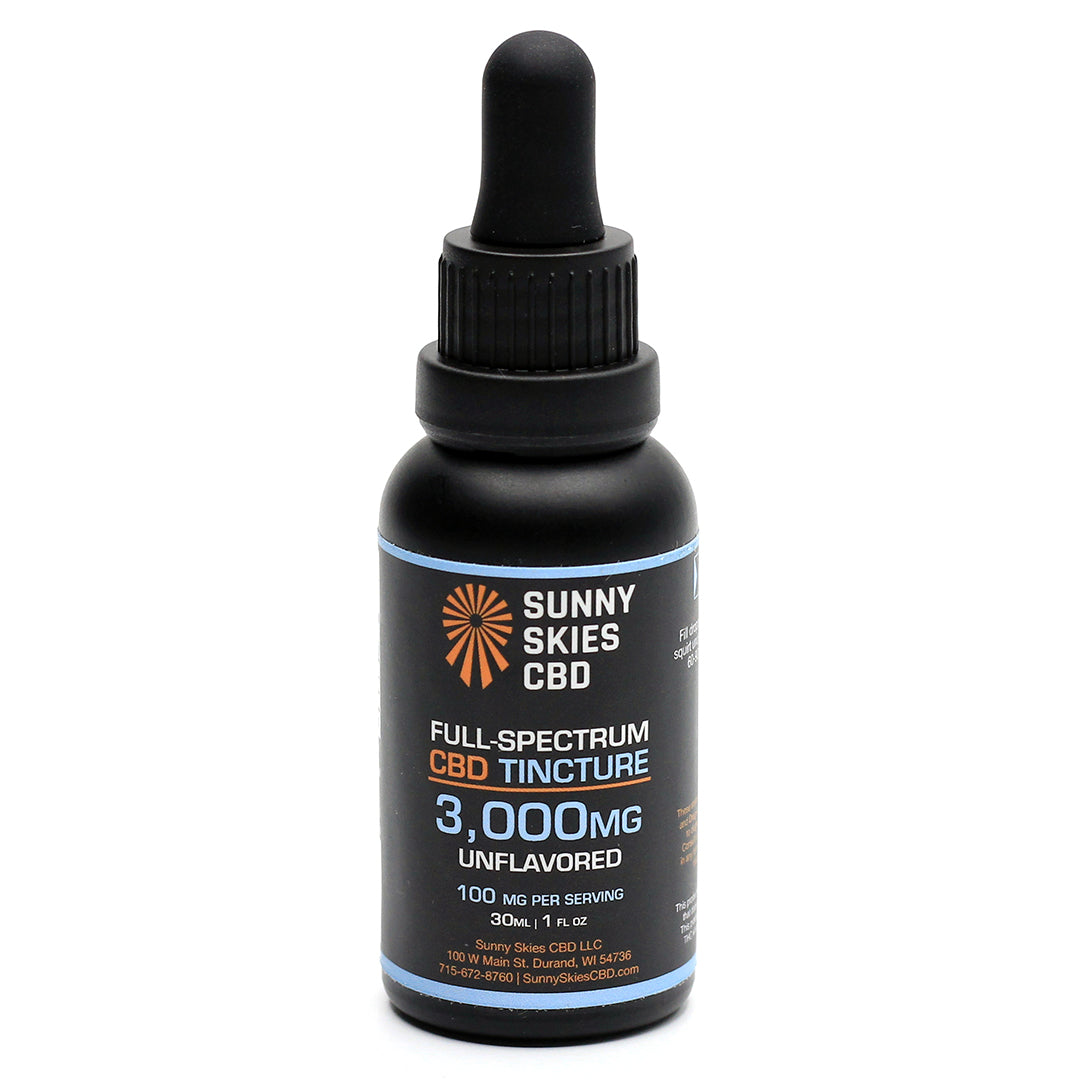 Sunny Skies Full Spectrum CBD Tincture OIL  Unflavored 3000mg